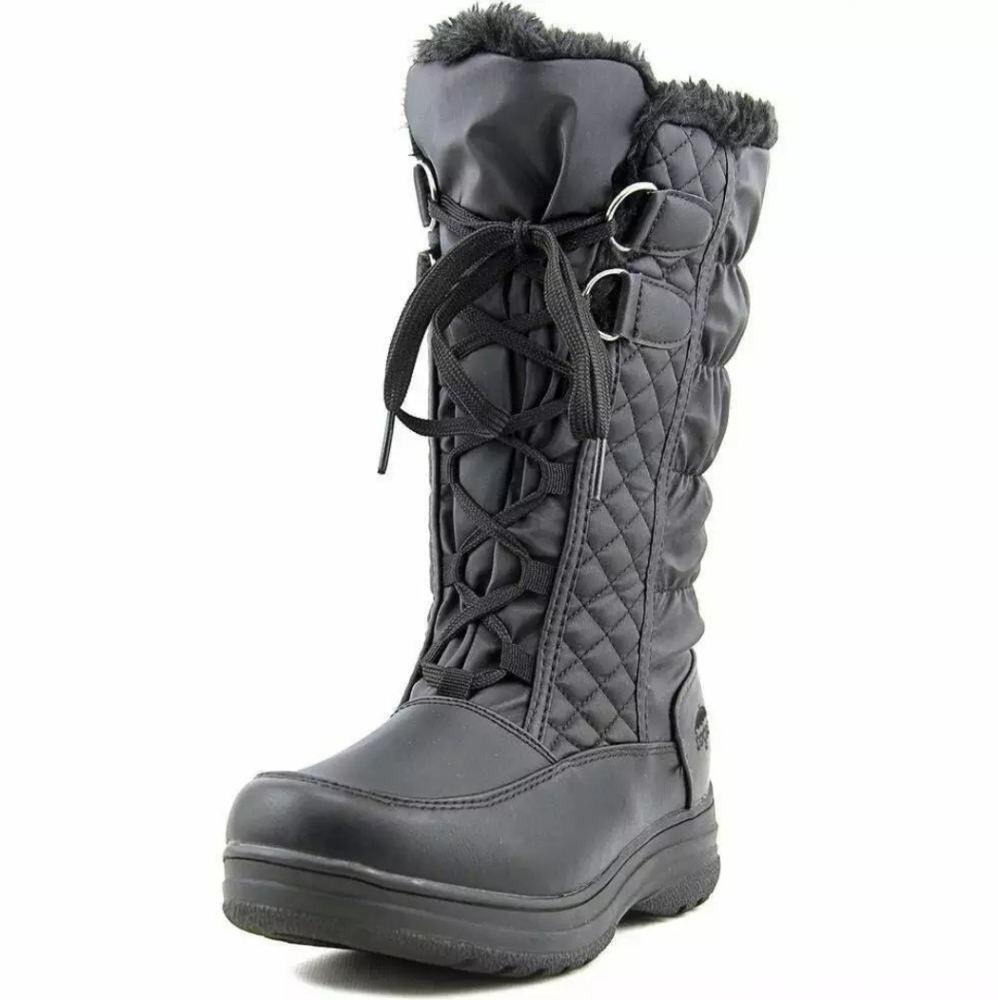 NWOT WOMEN TOTES CORINA BLACK FAUX FUR LINING ZIP UP WATERPROOF BOOTS 6M.
